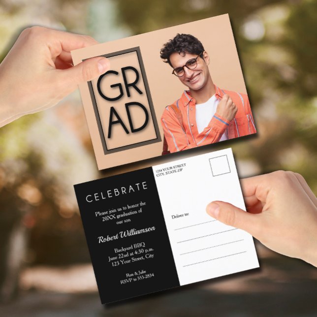 GRAD Examen Fest Inbjudan (GRAD Photo Party Invitation Postcards)