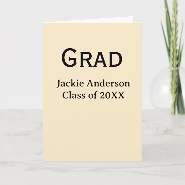 Grad fet bokstav namn klass av 20XX gul pastell  Kort (Framsida)