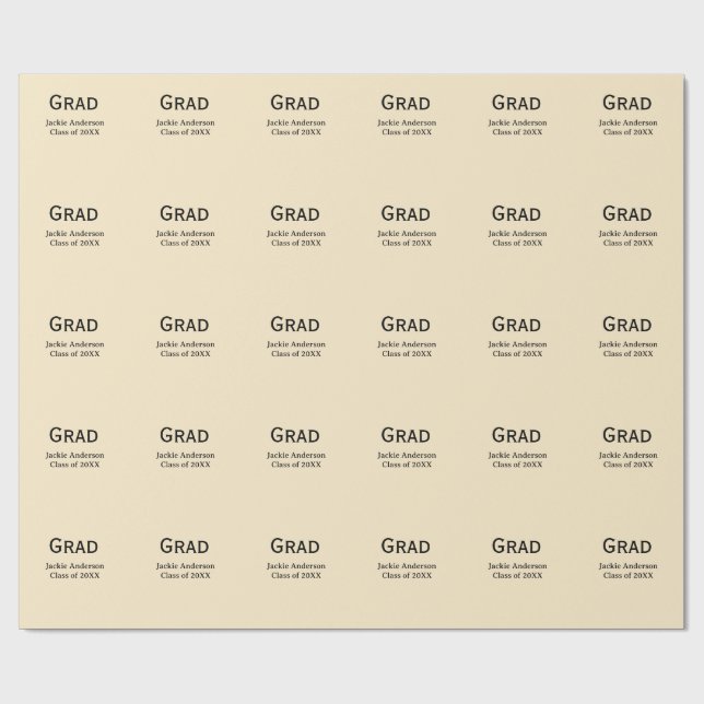 Grad fet bokstav namn klass av 20XX gul pastell  Presentpapper (Platt)