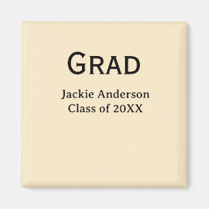 Grad fet stil namn klass av 20XX gul pastell Magnet