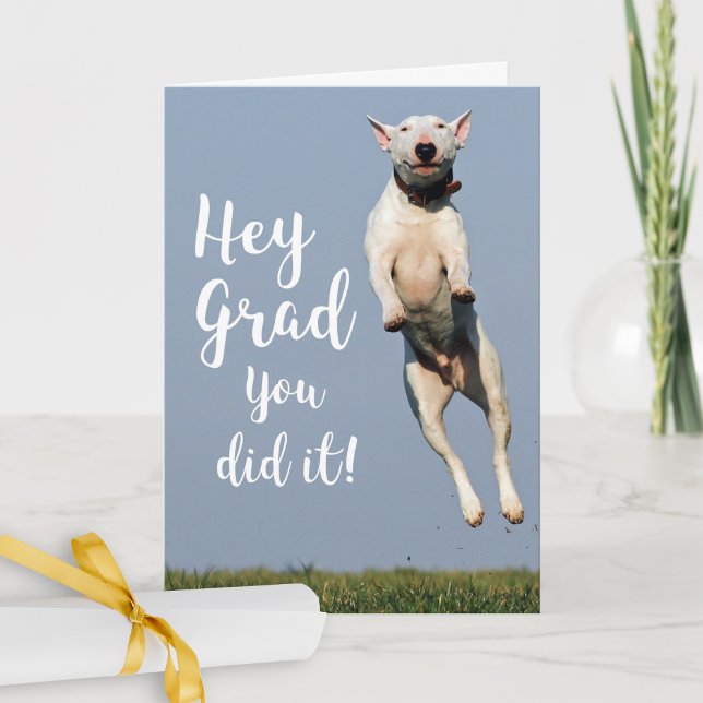Grad för Grattisar för rolig hund Studenten-kort Kort (Skapare uppladdad)
