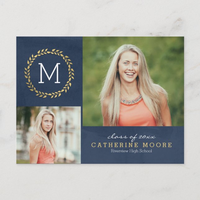 Grad första EDITABLE FÄRG Studenten-vykort Inbjudan Vykort (Framsida)