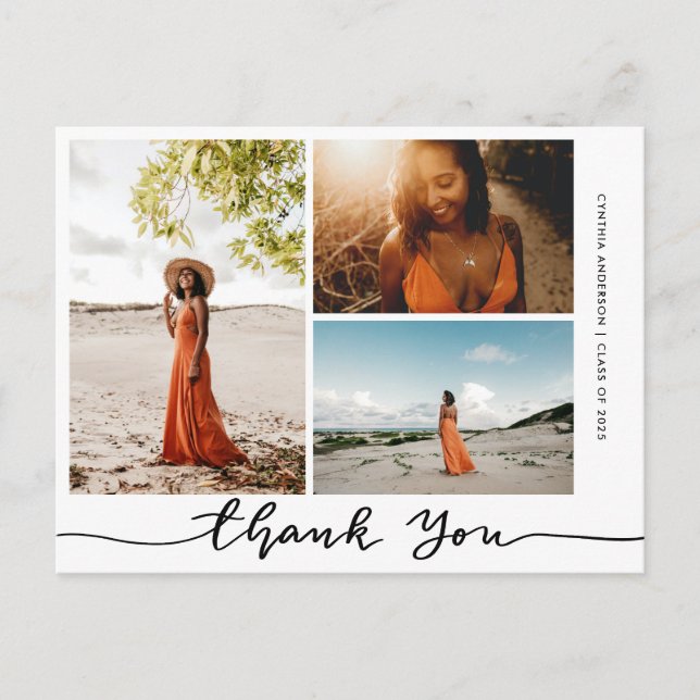 Grad-foto för Tack i Studenten Elegant Vykort (Framsida)