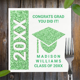 Grad Glam Grönt Cap Typography Simple Party Pappersservett