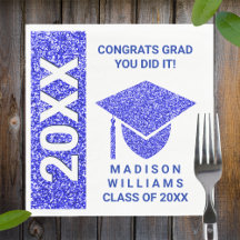 Grad Glam Navy Cap Typography Simple Party