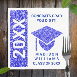 Grad Glam Navy Cap Typography Simple Party Pappersservett