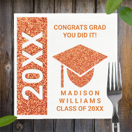Grad Glam Orange Cap Typography Simple Party Pappersservett