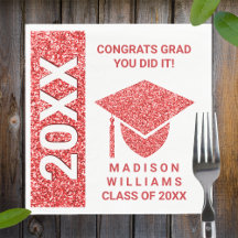 Grad Glam Red Cap Typography Simple Party