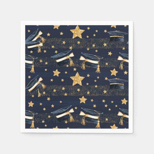 Grad Glow: Caps, Stars & Firande! Pappersservett (Framsidan)