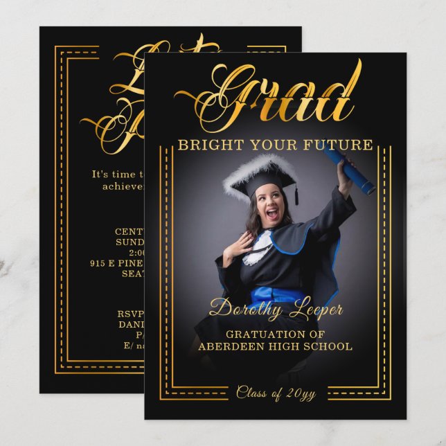 Grad. Golden Touch Öka din framtid Inbjudningar (Fram/baksida)