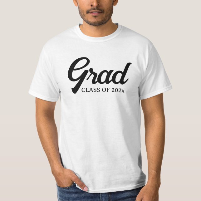 Grad graduate personalized year custom text t shirt (Framsida)