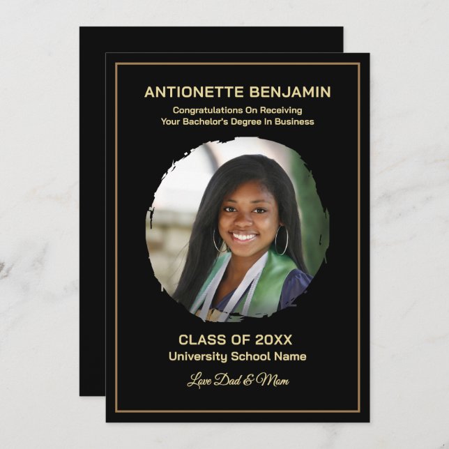 Grad Graduate Photo Graduation Card (Fram/baksida)