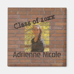 Grad Graffiti Photo on Bricks Anpassade Magnet