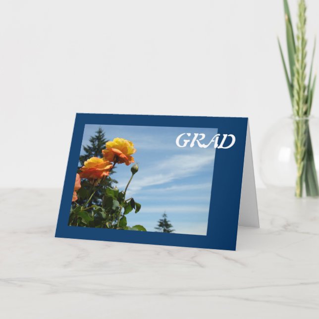 GRAD gratulationskort Blå Himmel Orange Ros Blommo Kort (Framsida)