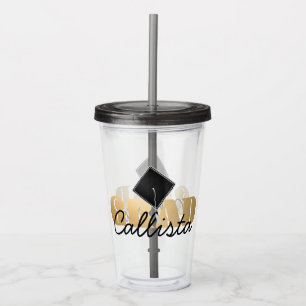 Grad Guld Black Studentmössa Monogram Namn Take Away Mugg