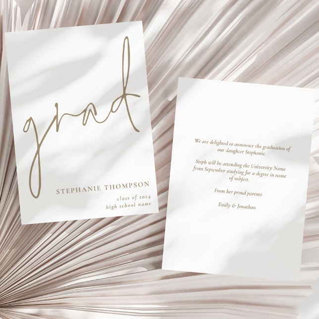 Grad Guld Script Studenten-meddelande Meddelande (Front and back view)