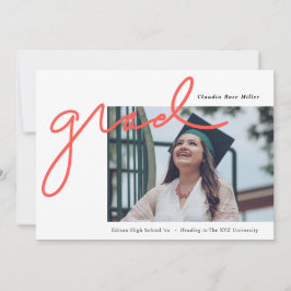 Grad Handskriftlig i Coral Modern Photo Studenten Meddelande