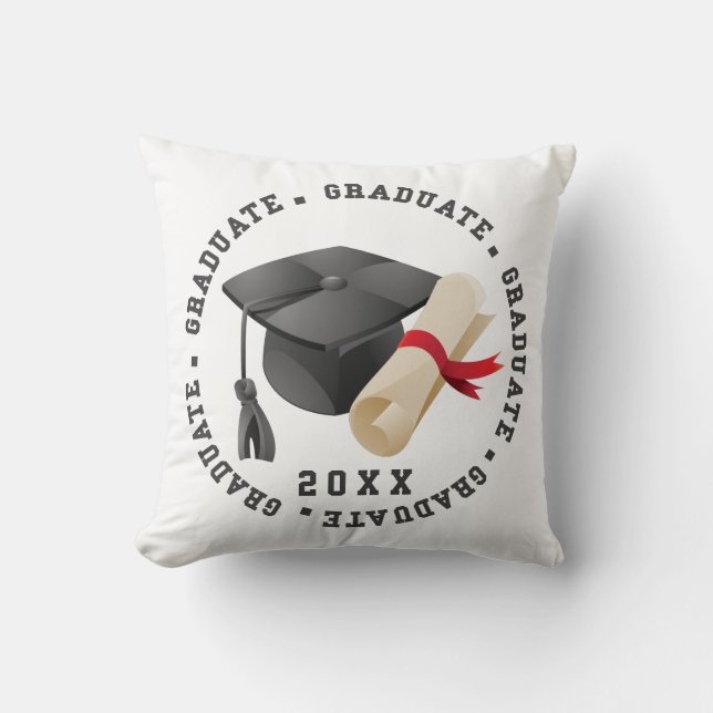 Grad Hat och Degree Photo Cushion Kudde (Framsida)