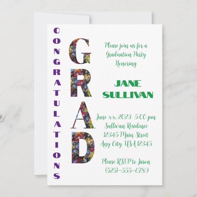 GRAD-inbjudan för Money Lei Grattiss Inbjudningar (Framsida)