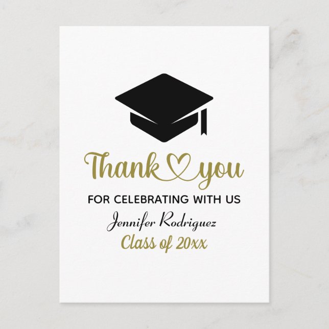 Grad Kärlek och tack Studentmössa Tack Vykort (Framsida)