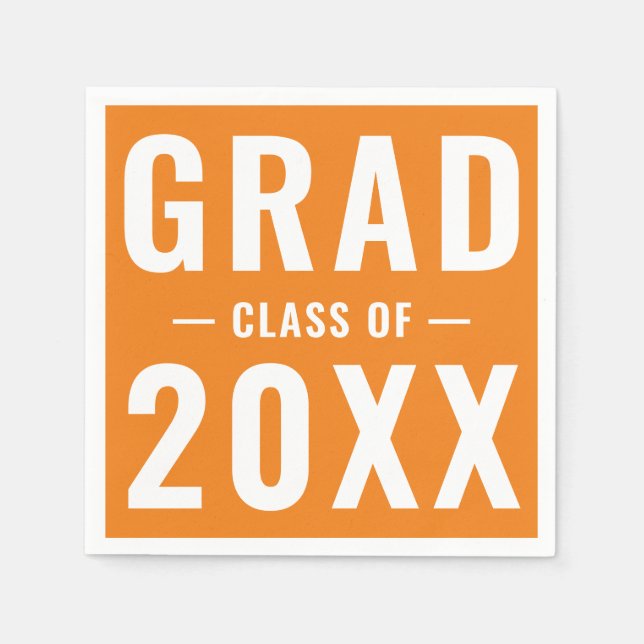 Grad-klass 2023 orange modern typografi pappersservett (Framsidan)