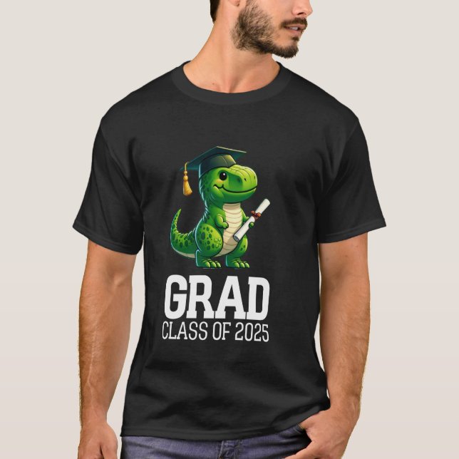 Grad-klass 2025 Funny T-rex Dinosaur Studenten T Shirt (Framsida)