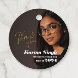 GRAD! Märkrn Modern Studenten Photo Tack Gift Gåvor Etiketter