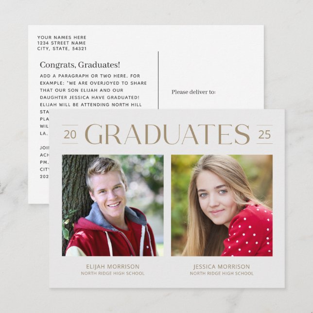Grad med minimalistiskt Joint Studenten Guld 2 Fot Vykort (Fram/baksida)