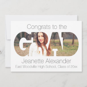 Grad Modern Cutout Photo Studenten Annoucnement Inbjudningar