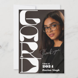 GRAD! Modern Studenten-fototackkort för skript Tack Kort