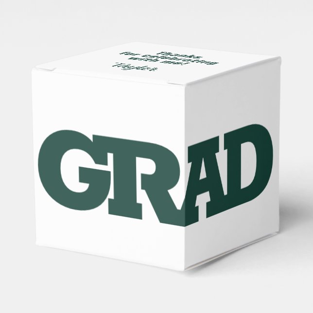 GRAD Mörk grönt och vit Studentfest Presentaskar (Framsidan Sidan)