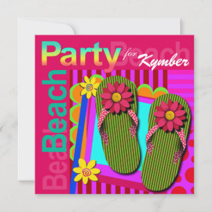 Grad Nattdag Roligt Flinflip flops - Beach Party! Inbjudningar