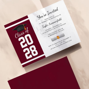 Grad Party 2025 Burgundy Senior Studenten Inbjudningar