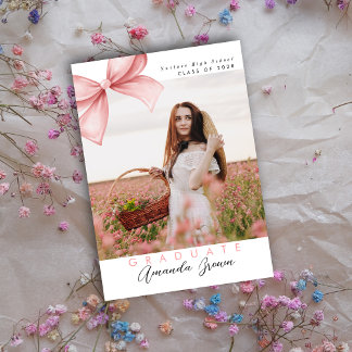 Grad party 2025 Rosa Bow Coquette Elegant Trendig Inbjudningar