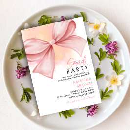 Grad party 2025 Rosa Bow Elegant Trendig Inbjudningar
