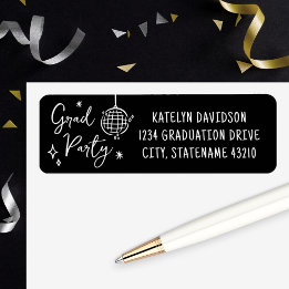 Grad Party Disco Ball Return Address Returadress Etikett