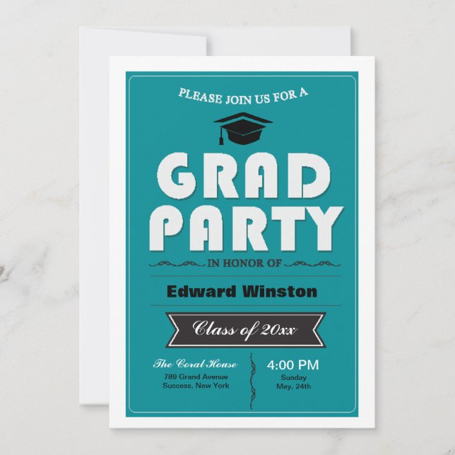 Grad Party-inbjudan Inbjudningar (Framsida)
