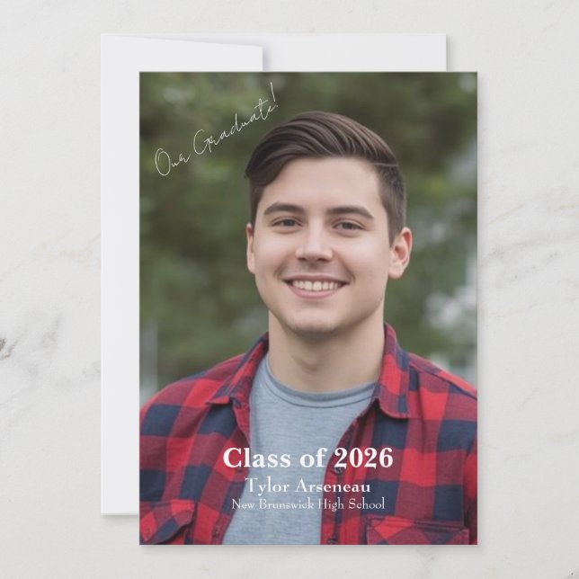  Grad Party Invitation Photo Personalize Kort (Framsida)