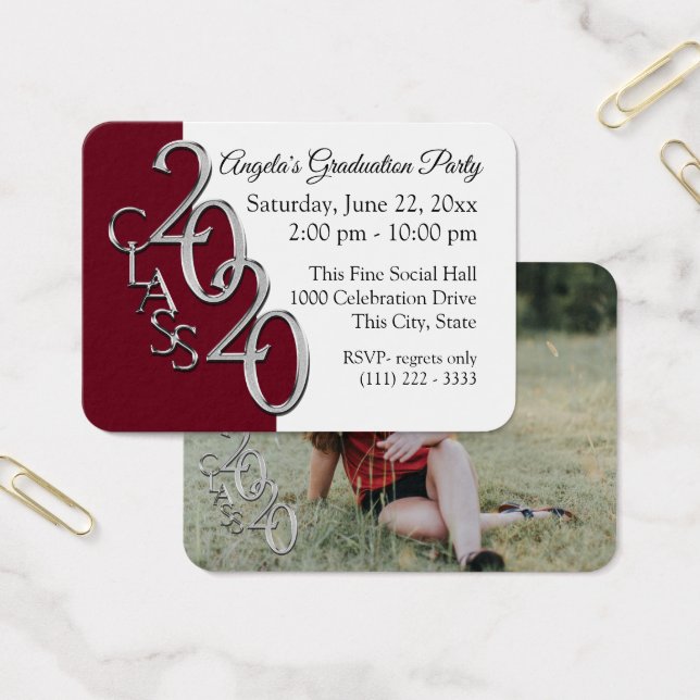 Grad Party Mini Pocket Photo Insert Card 2020 Visitkort (Kontor)