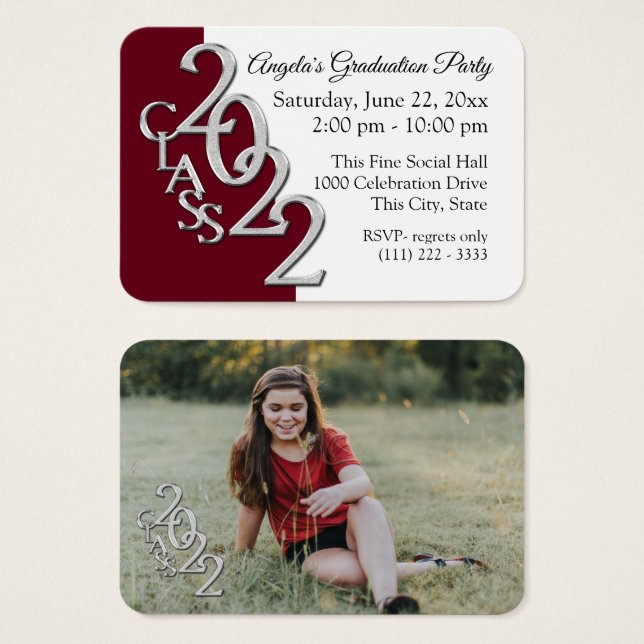 Grad Party Mini Pocket Photo Insert Card 2022 Visitkort (Framsida & baksida)