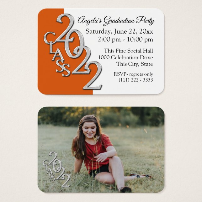 Grad Party Mini Pocket Photo Insert Card 2022 Visitkort (Framsida & baksida)