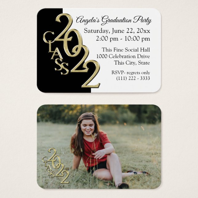Grad Party Mini Pocket Photo Insert Card 2022 Visitkort (Framsida & baksida)
