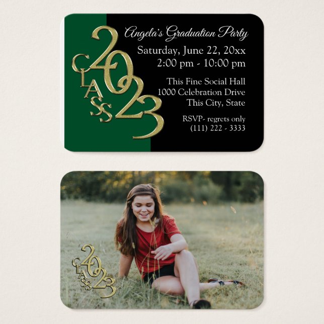 Grad Party Mini Pocket Photo Insert Card 2023 Visitkort (Framsida & baksida)