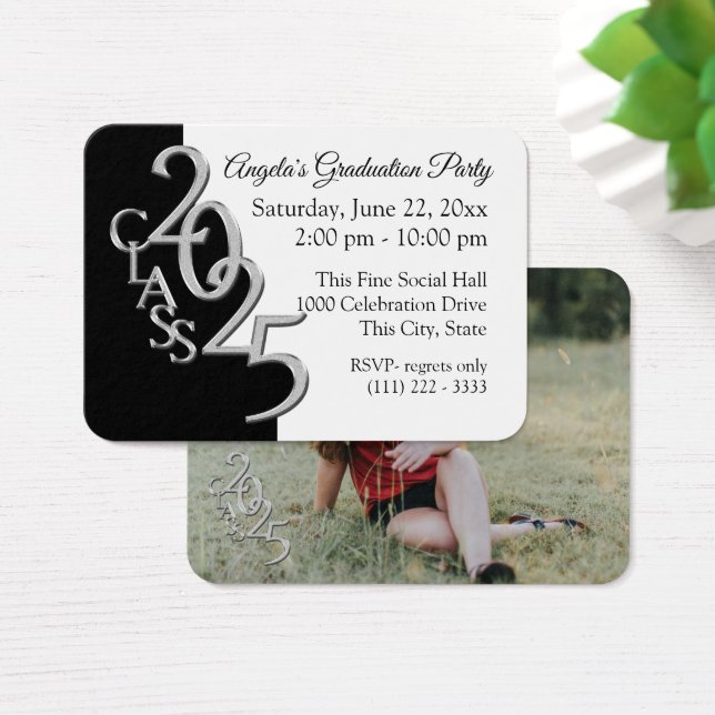 Grad Party Mini Pocket Photo Insert Card 2025 Visitkort (Skivbord)