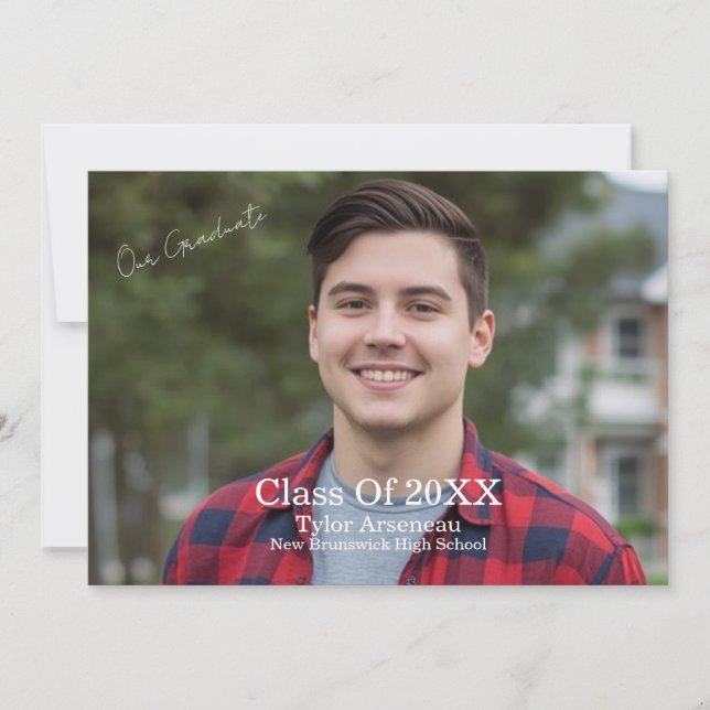  Grad Party Photo Calligraphy Personalize Tack Kort (Framsida)