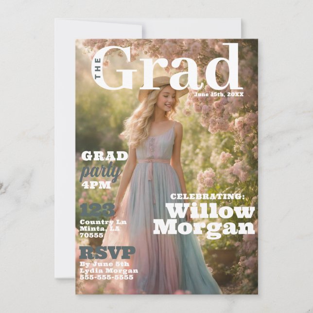 Grad Party Photo Magazine Cover-inbjudan Inbjudningar (Framsida)
