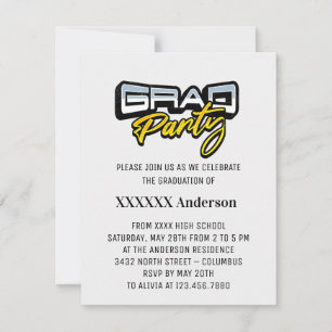 Grad Party Script Guld Black and White OSA Kort
