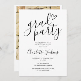 Grad Party Script Heart Photo Studentfest Inbjudningar
