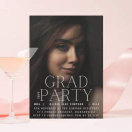 GRAD PARTY | Vit Modern Script College Inbjudningar