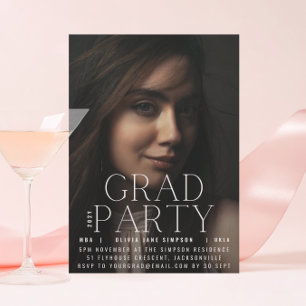 GRAD PARTY Vit Modern Script College Inbjudningar